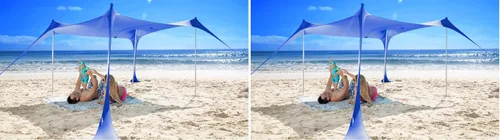 Vista 15 de SUN NINJA Tienda de campaña de playa, refugio solar, toldo de sombra de Verde