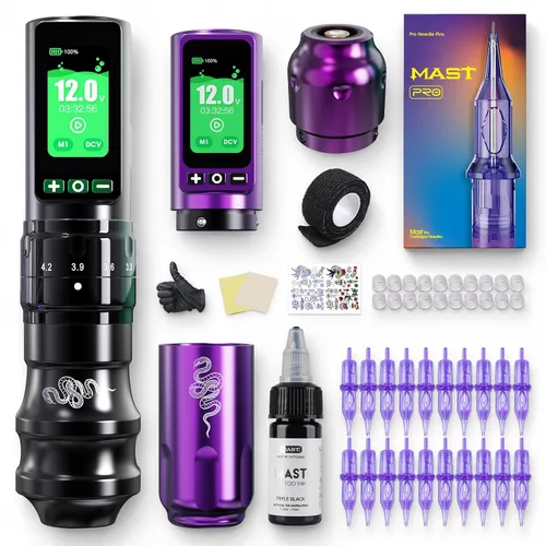 Vista 10 de Mast Tattoo Máquina de tatuaje plegable Pro inalámbrica Azul