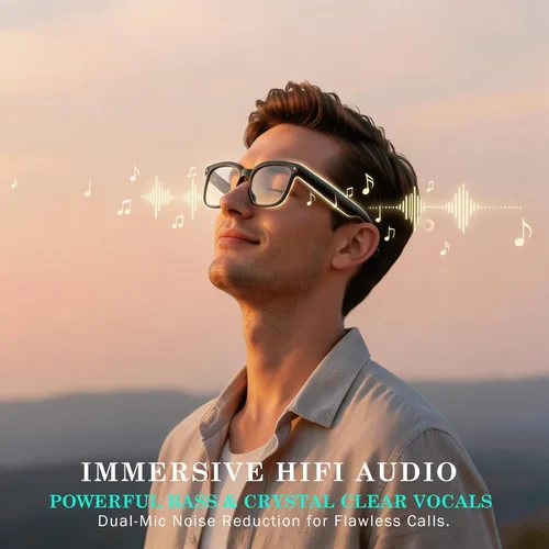 Vista 7 de EarlySincere Lentes inteligentes con cámara EIS 4K y asistente de voz AI, lentes polarizados con traducción en vivo, Bluetooth 5.4, lentes grises