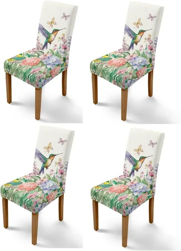Vista 36 de Rnyleeg Juego de 1 fundas de asiento de comedor con estampado de flores azules para sillas de comedor, fundas protectoras suaves y lavables