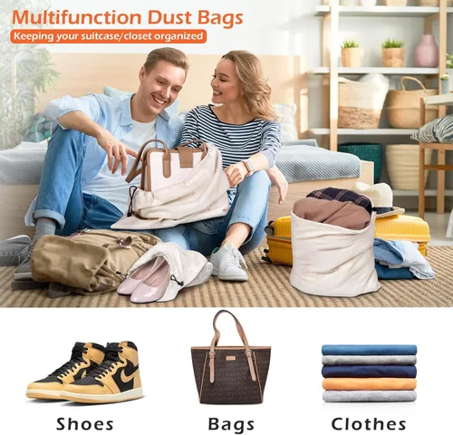 Vista 6 de misslo Conjunto de 3de algodón transpirable Dust-proof Cordón Bolsa de almacenamiento multifuncional bolsa
