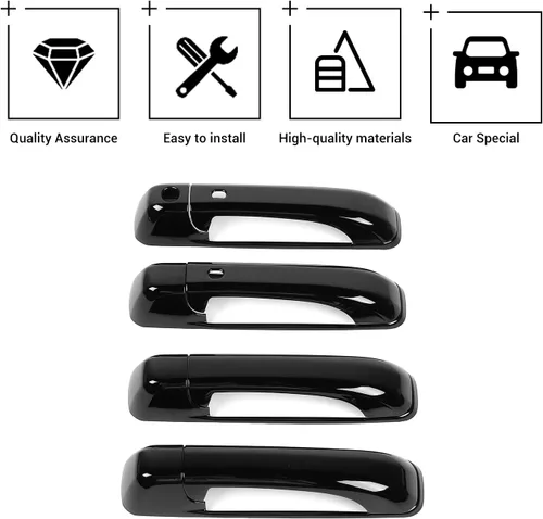 Vista 3 de Hoolcar Cubierta exterior para manija de puerta exterior para Dodge Ram 2010-2017, color negro