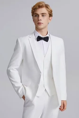 Vista 7 de Wangyue Traje de 3 piezas para hombre, traje ajustado para boda, graduación, esmoquin, trajes formales de negocios, blazer, chaleco y pantalones