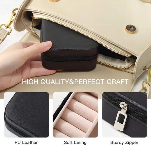 Vista 4 de CASEGRACE 6 piezas, estuche de joyería de viaje, pequeño joyero portátil, organizador de joyas de viaje, estuche de almacenamiento para anillos
