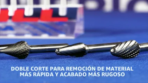 Vista 9 de Drill America SA-1 Rebaba de carburo/lima giratoria cilíndrica de doble corte para amoladora de troquel de 1/4" de diámetro x 5/8" de longitud
