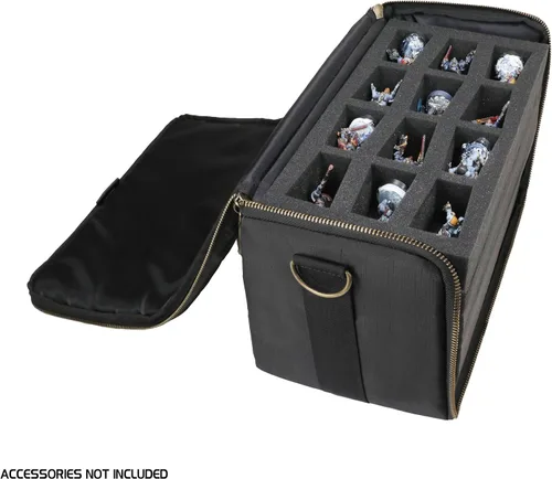 Vista 6 de ENHANCE Cartera miniatura de base ancha – Estuche compacto de almacenamiento y transporte para miniaturas DnD con correa, 3 bandejas de espuma