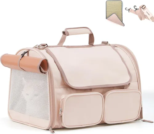 Vista 9 de FUKUMARU Transportador para Gatos, Transportador para Perros Pequeños de Lados Suaves, Bolsa de Viaje para Gatos Grandes con 4 Ventanas de Malla