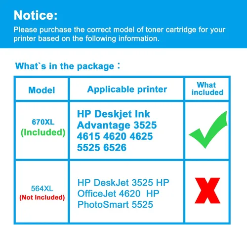 Vista 2 de LCL Cartucho de tinta de repuesto compatible para HP 670XL CZ117AL CZ118AL CZ119AL CZ120AL 3525 4615 4620 4625 5525 6526
