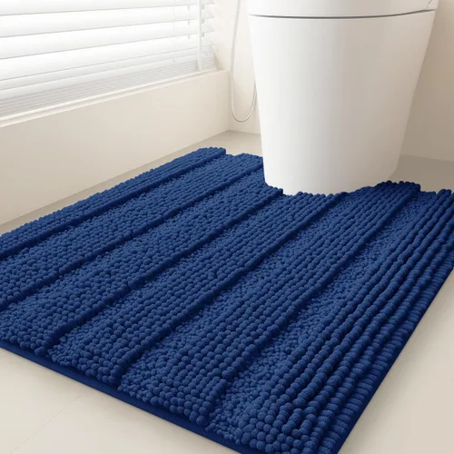 Vista 31 de ACCUMTEK - Juego de alfombras de baño a rayas beige de 3 piezas, ultrasuaves, antideslizantes de chenilla, alfombras de baño mullidas y absorbentes
