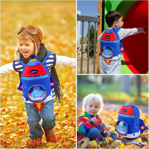 Vista 6 de Augot Mochila para niños pequeños mochila preescolar 3D linda mochila de dibujos animados para niños mini mochila escolar para niños y niñas Azul