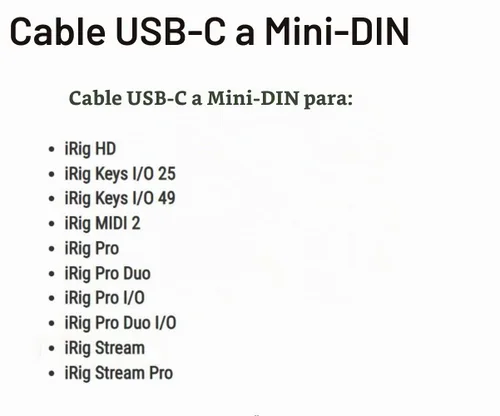 Vista 8 de Cable macho USB-C a Mini-Din de 7 pines para IK Multimedia iRig Series, compatible con HD, HD-A, Keys I/O 25, I/O49, MIDI 2, Pro, Pro Duo, Pro Duo