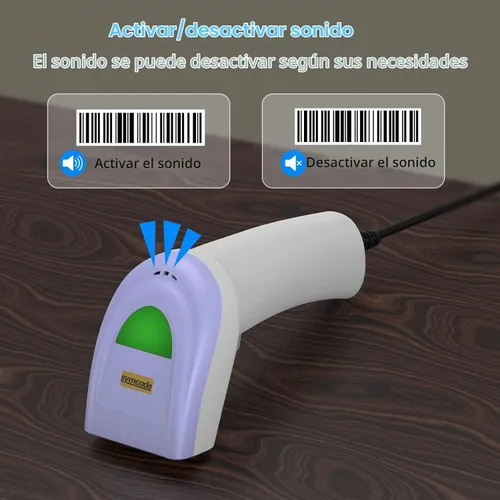Vista 5 de Symcode Escáner de código de barras USB 1D, lector de código de barras láser CCD con cable de mano compatible con escaneo de pantalla escáner
