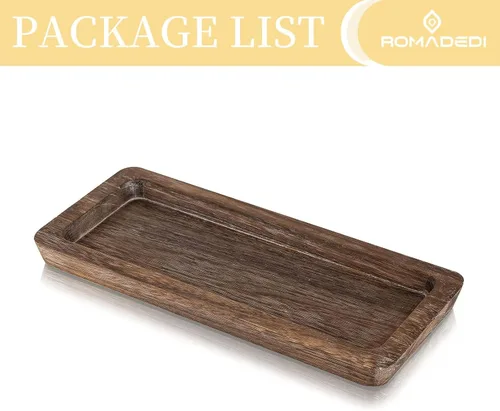 Vista 9 de Romadedi Bandeja decorativa de madera para velas, bandeja larga y estrecha de madera, decoración del hogar, centros de mesa rústicos, bandejas