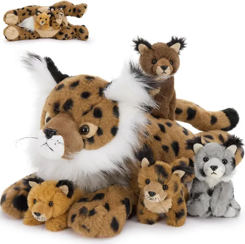 Vista 14 de Muiteiur Triceratops - Animal de peluche gigante de dinosaurio para mamá con 3 bebés pequeños, juguete de dinosaurio de felpa suave verde, regalo