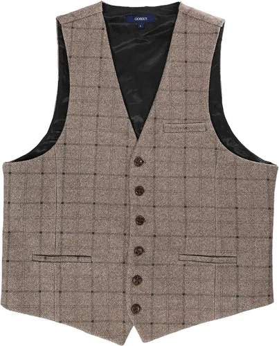 Vista 41 de Gioberti Chaleco de tweed formal de 6 botones para hombres