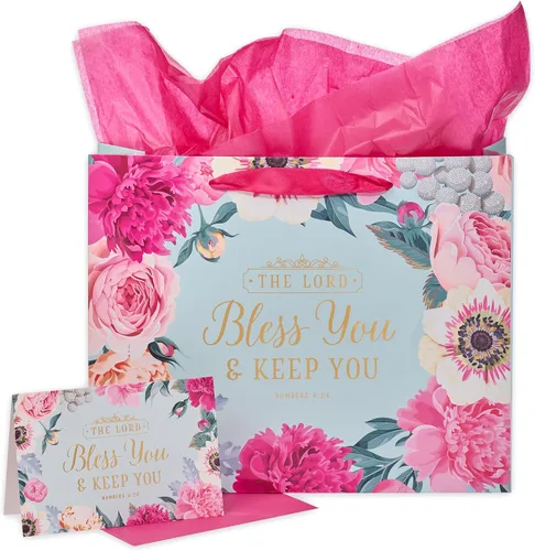 Vista 9 de Christian Art Gifts Bolsa de regalo grande de las Escrituras de Paisaje con tarjeta de felicitación y juego de papel de seda para niños: cada