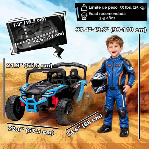 Vista 7 de Qaba 12V Kids Ride On UTV Truck con suspensión trasera para 3-5 años, color Azul