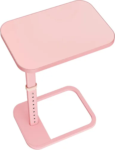 Vista 14 de Kitstorack - Bandeja/mesa de TV, altura ajustable y esquinas metálicas redondeadas, mesa para aperitivos para sofá, cama, silla, sala de estar, mesa