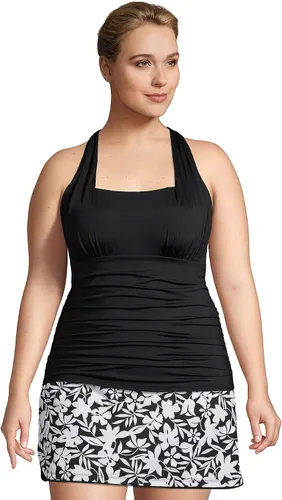 Vista 3 de Lands' End Traje de baño tipo tankini con cuello cuadrado, cuello halter y copa D para mujer