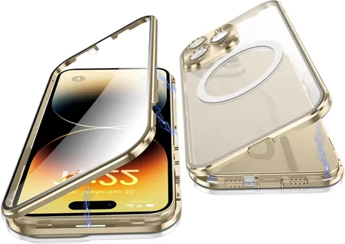 Vista 9 de Funda para iPhone 14 Pro, protección de doble cara de 360 grados compatible con Magsafe de absorción magnética, parachoques de metal frontal