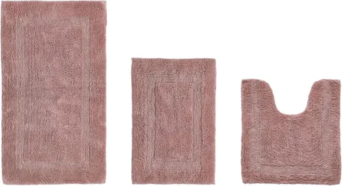 Vista 490 de Better Trends - Juego de 2 alfombras de baño 100% algodón, extra suaves, con borlas, de 17" x 24", alfombra de baño superabsorbente y reversible