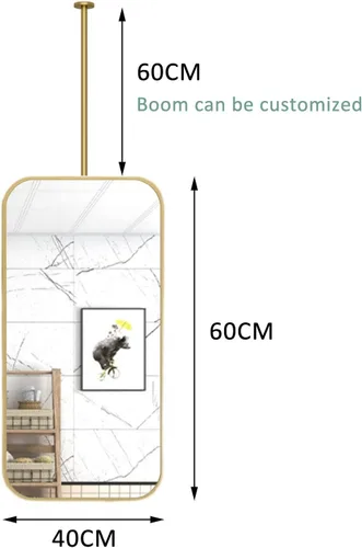 Vista 2 de Espejo rectangular cuadrado montado en el techo, moderno espejo de maquillaje de baño, transparente y práctico para dormitorio, sala de estar