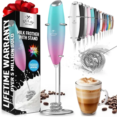 Vista 412 de Zulay Milk Boss Espumador de leche potente manual, hace espuma para latte, batidor para mezclar bebidas, café, miniespumador para capuchino, frappé