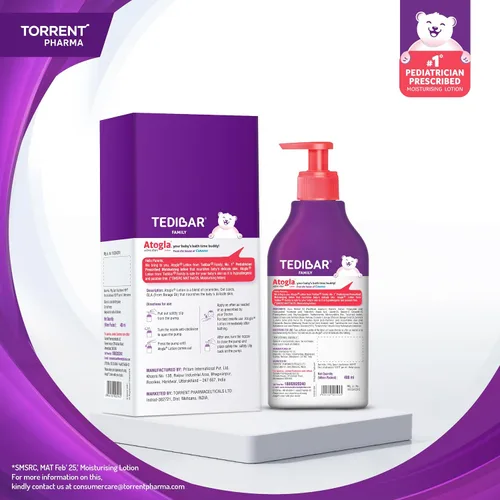 Vista 3 de YMPIGOY Atogla Curatio Loción para bebé, 13.5 fl oz Loción hidratante intensa para todo tipo de piel, protege contra erupciones y previene