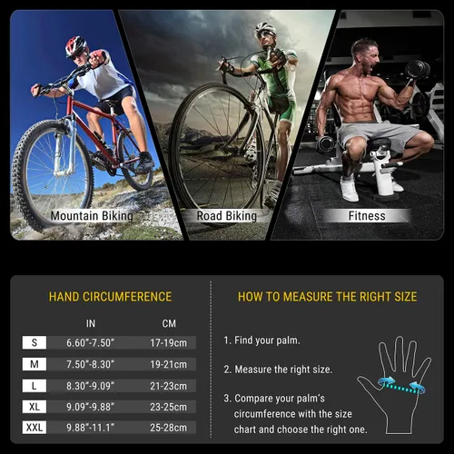 Vista 6 de RIVBOS Guantes de ciclismo para hombres y mujeres con almohadilla antideslizante que absorbe los golpes para bicicletaentrenamientobicicleta