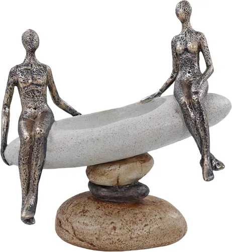 Vista 10 de Lescafita Figurillas Románticas de Pareja Escultura – Escultura Abstracta de Pareja en Banco de Piedra, Estatua de Decoración Moderna para el Hogar