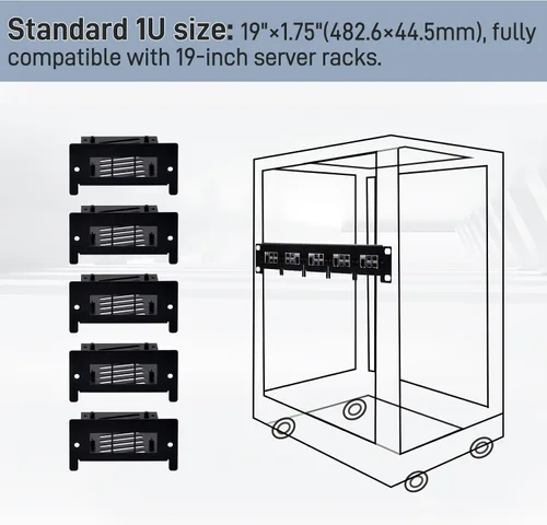 Vista 3 de GeeekPi 19 pulgadas 1U Rack Mount para Raspberry Pi 5/4B/3B+/3B, con soportes frontales extraíbles, compatible con gabinetes de servidor de 19