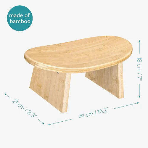 Vista 3 de Navaris Taburete de meditación de bambú, banco para meditación, yoga, práctica, asiento ergonómico en ángulo con bordes redondos para posturas