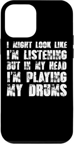 Vista 16 de iPhone 12/12 Pro Might Look Like I'm Listening Playing Drums - Estuche divertido para batería
