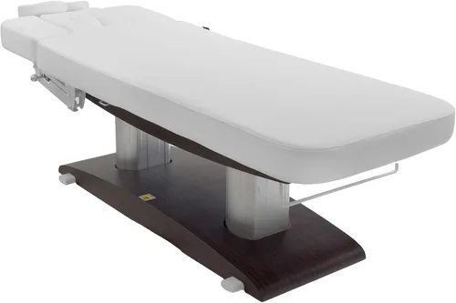 Vista 5 de SKINACT Bale - Mesa de tratamiento de masaje facial eléctrico con 5 motores, iluminación LED, tapicería de PU y base de madera (blanco)
