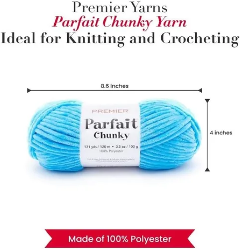 Vista 2 de Premier Yarns Parfait - Ovillo de felpilla grueso, 3.5 onzas, 6 unidades, peso súper voluminoso, paquete de 3 unidades con marcadores de puntada
