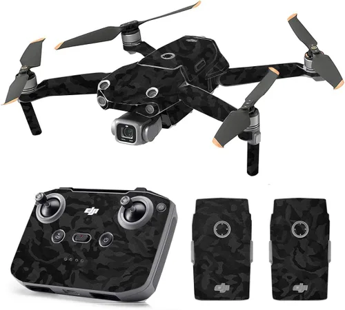 Vista 22 de SopiGuard Skin for DJI Mavic Air 2s Juego completo de calcomanías de vinilo de precisión + controlador + 3 fundas de batería (3M negro carbón)