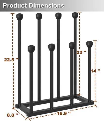 Vista 5 de Zapatero de pie de 22.5 pulgadas, organizador alto de botas de metal negro para 4 pares, estante de almacenamiento para botas hasta la rodilla