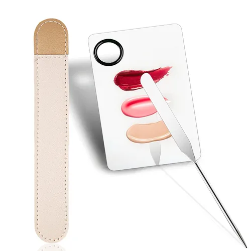 Vista 8 de Mejora la paleta de maquillaje de mezcla, paleta de acero inoxidable con herramienta de espátula para mezclar cosméticos y pigmentos, Nail art