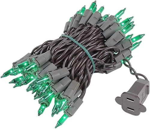 Vista 11 de Novelty Lights Mini luces incandescentes tradicionales de 11 pies, 50 bombillas, transparente en cable marrón con espacio de 2.5 pulgadas, grado
