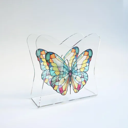 Vista 9 de Acrílico transparente cristal decorativo otoño/otoño arce tema mesa servilleta titular para mesa/dispensador de tejido independiente