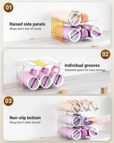 Vista 6 de Gracenal Organizador de Botellas de Agua con Soporte para Accesorios de Copa Stanley, Organizador y Almacenamiento para Refrigerador y Gabinete