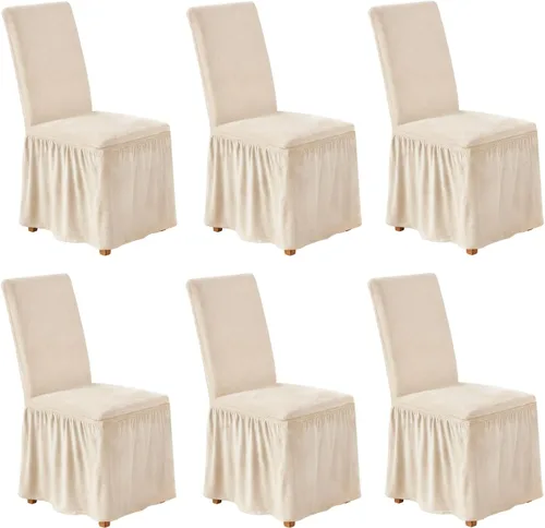 Vista 8 de NICEEC Fundas de silla de elastano para sillas de comedor, juego de 2 fundas de silla de comedor extraíbles con falda, fundas para sillas Parson