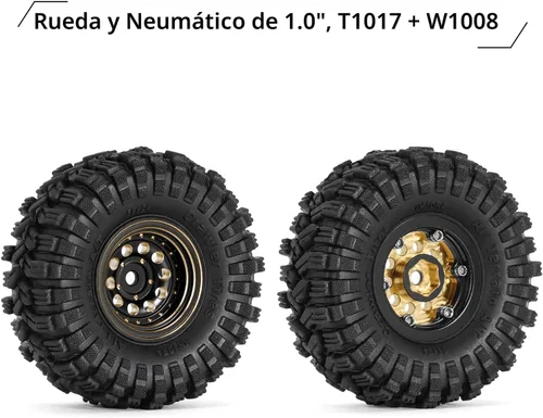 Vista 2 de Juego de neumáticos de rueda Beadlock de 1.0 de latón con revestimiento negro INJORA para Axial SCX24 AX24 TRX4M FCX24, actualización 1/24 1/18