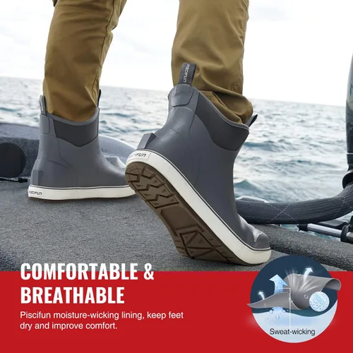 Vista 4 de Piscifun Botas de pesca, botas de lluvia impermeables, botas de goma antideslizantes con forro de neopreno transpirable