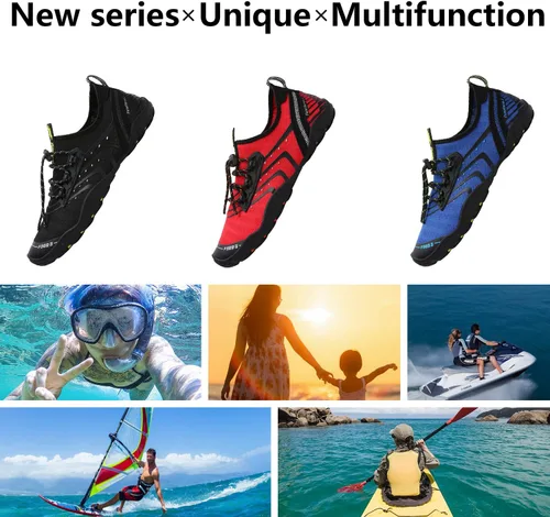 Vista 7 de Zapatos de agua para hombre y mujer, zapatos de agua descalzos, de secado rápido, para playa, natación, buceo, kayak, surf, deportes acuáticos