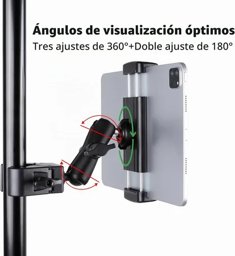 Vista 4 de Soporte para tableta de bicicleta giratoria para iPad, soporte de teléfono, soporte de manillar de bicicleta estática para cinta de correr
