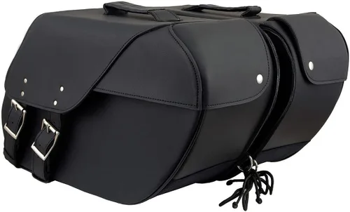 Vista 12 de Milwaukee Leather SH66901ZB - Alforjas medianas de PVC negro con 2 correas, colocación por encima, con ribetes reflectantes - Talla única