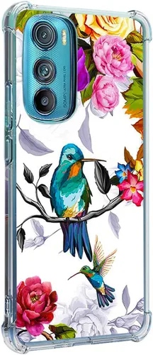 Vista 12 de Funda para Motorola Edge 2022, diseño de flores de mariposa azul, rosa, protección contra caídas, a prueba de golpes, funda protectora de cuerpo