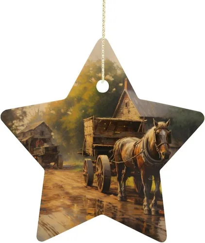 Vista 10 de Adorno de vacas en gafas de sol de porcelana de doble cara de 3 pulgadas, casa de campo, árbol de Navidad, accesorios para colgar, adorno de regalo