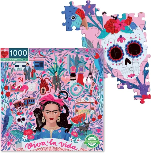 Vista 10 de eeBoo: Piece and Love Viva la Vida Frida Kahlo - Rompecabezas cuadrado de 1000 piezas para adultos, rompecabezas para adultos y familias, piezas